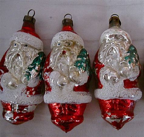 Vintage Santa Claus Glass Ornaments 4 Czechoslovakia Hand Blown From Westcoastpickers On Ruby Lane