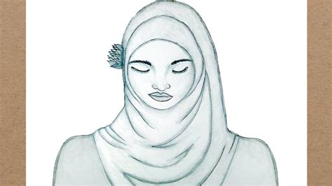 how to draw a hijab girl step by step a girl with hijab pencil sketch youtube