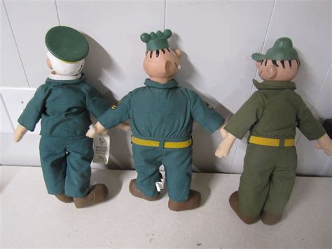 Vintage Us Military 15 In Plush Doll Set Of 3 Beetle Bailey General