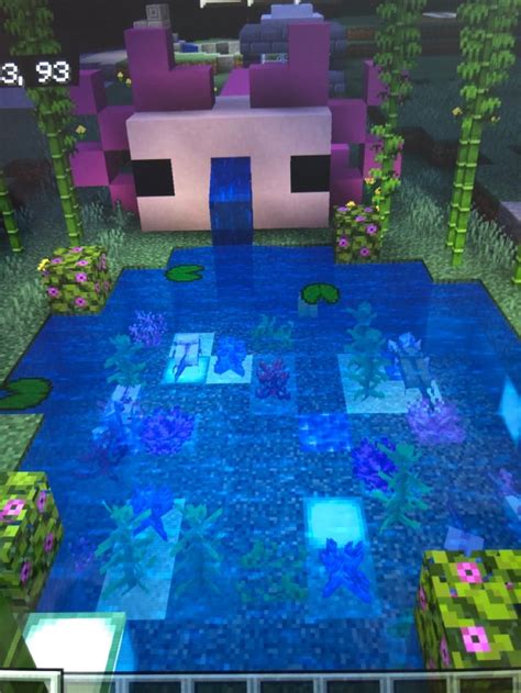 Axolotl Pond 🤩 Minecraft Theme Minecraft Crafts Minecraft Designs