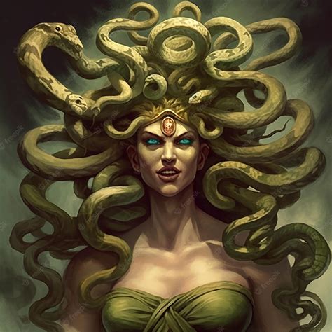 Premium Ai Image Medusa Gorgon Scary Mythical Creature Woman With