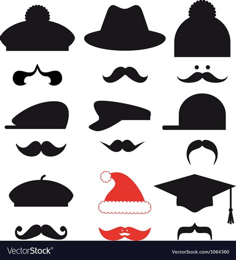 Mustache Set With Hats Royalty Free Vector Image