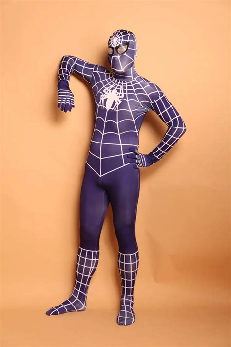sn912 unisex adult full body dark purple lycra spandex superhero spiderman zentai suits