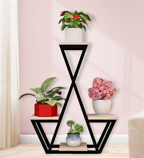 Buy Black Metal Elegant Planter Stand For Flower Pots By Trustbasket