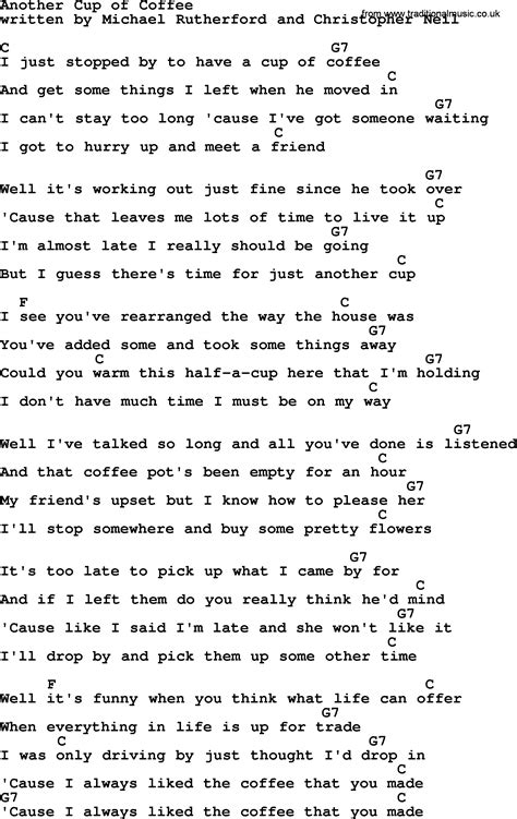 Another Cup Of Coffee By Marty Robbins Lyrics And Chords