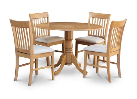 5pc Dinette Kitchen Set Round Table Drop Leaf 4 Cushion Seat Chairs