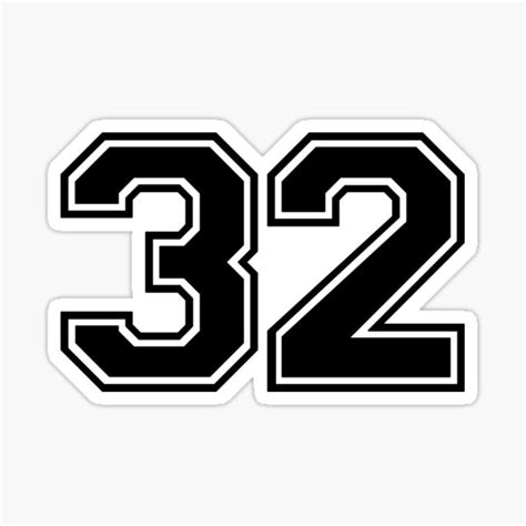 Varsity Team Sports Uniform Number 32 Black Sticker For Sale By