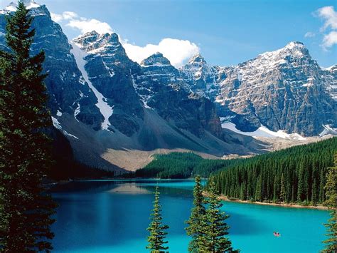 Lakes Moraine Lake Alberta Canada Earth Forest Lake Mountain