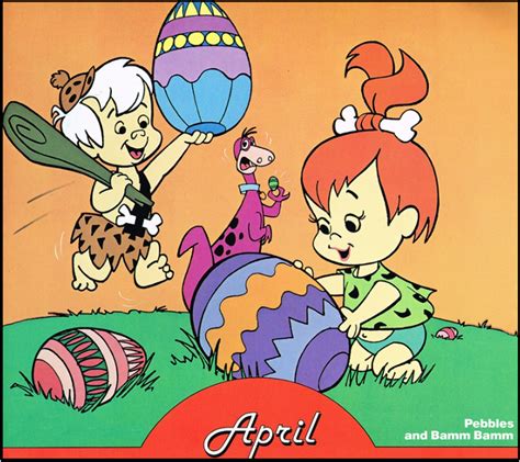 April Hanna Barbera Calendar Cover Easter Cartoons Flintstone