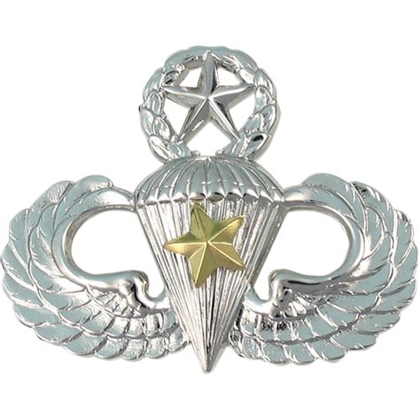 Army Combat Parachutist 5th Award Master Pin On Badges Silver Oxide
