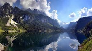 Lake, Mountain, Forest, Austria, Reflection, Cliff, Clouds