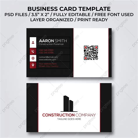 Construction Company Business Card Template Template Download On Pngtree