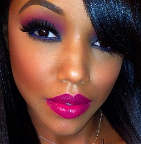 Beautiful Smoky Eye With Pink And Yellow Accent Dark Skin Makeup