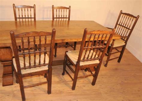 It comes with four comfortable chairs and a table. Oak Kitchen Diner Chair Set Refectory Table and ...