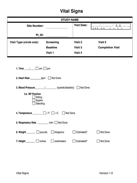 Vital Signs Form Fill Out And Sign Printable Pdf Template Signnow