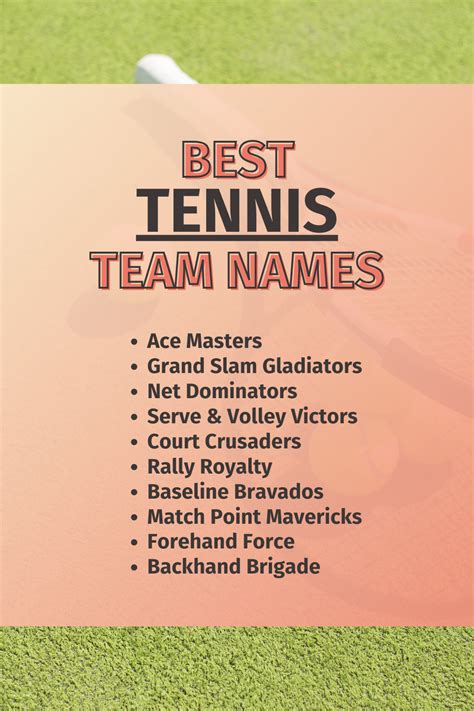 Tennis Team Names Name My Team