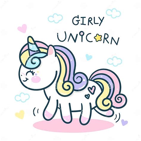 Cute Pony Vector Unicorn Cartoon Girly Doles Kawaii Animal