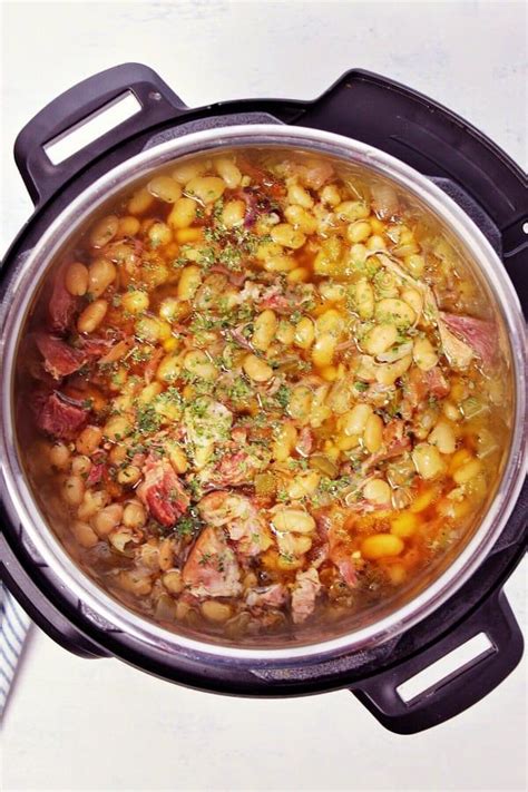 Simply add all the ingredients to the instant pot. How to make ham and bean soup in the Instant Pot. | Ham ...