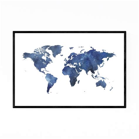 Noir Gallery Watercolor Blue World Map Framed Art Print In 2020 World