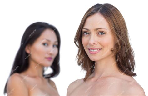 Premium Photo Attractive Nude Models Posing Smiling At Camera
