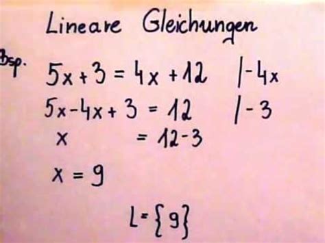 Lineare gleichung (gleichung ersten grades). Lineare Gleichungen -Erklärung und Beispiel (1) - YouTube