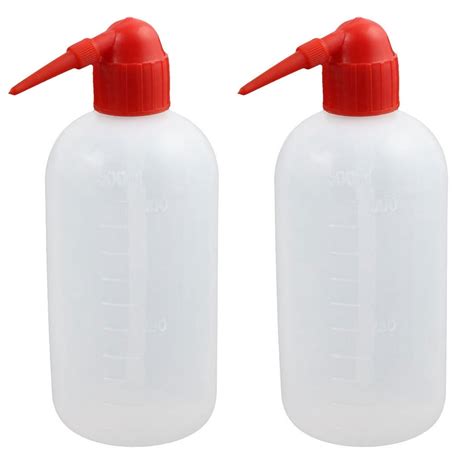 2pcs Laboratory Plastic Cylindrical 500ml Capacity Squeeze Bottle Red