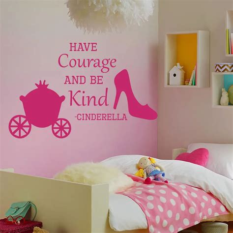 Wall Decals Quote Cinderella Have Courage Shoes Decal Girl Room Sticker