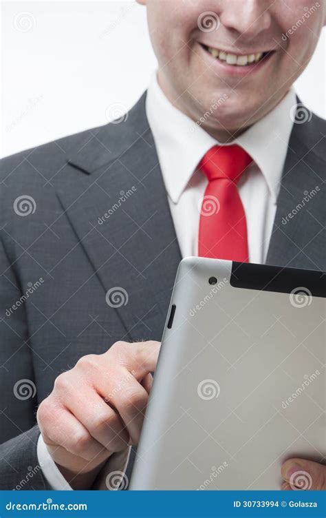 Smiling Businessman Holding Digital Tablet Stock Photo Image Of