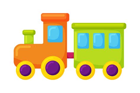Kereta Mainan Kartun Dengan Blok Berwarnawarni Terisolasi Di Atas