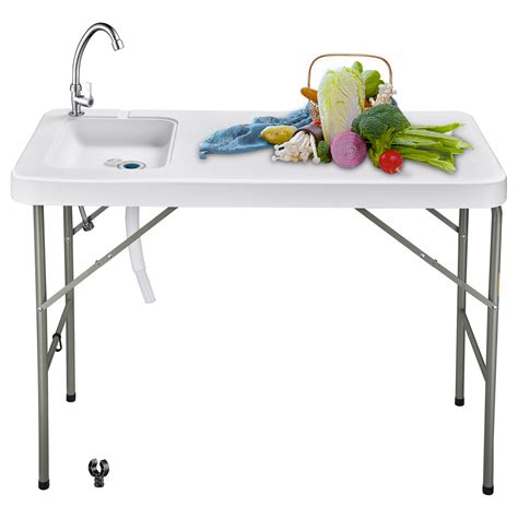 Yescom Portable Fish Table Folding Cleaning Cutting Sink Faucet Fillet