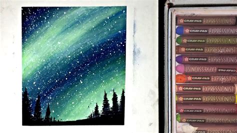 Oil Pastel Drawing Beautiful Northern Lights For Beginners Youtube