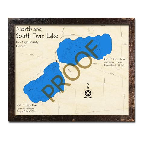 Twin Lakes In Wood Map 3d Nautical Wood Charts