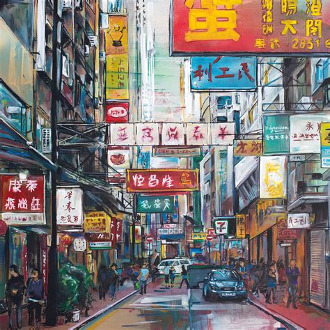 Hong Kong, China painting (100x100cm) - Jos Hoppenbrouwers art