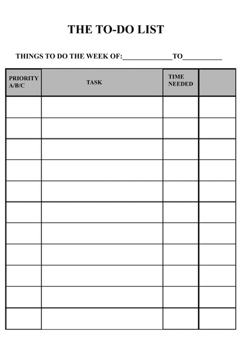 Free Printable To Do List Template Daily Task List Template 2022