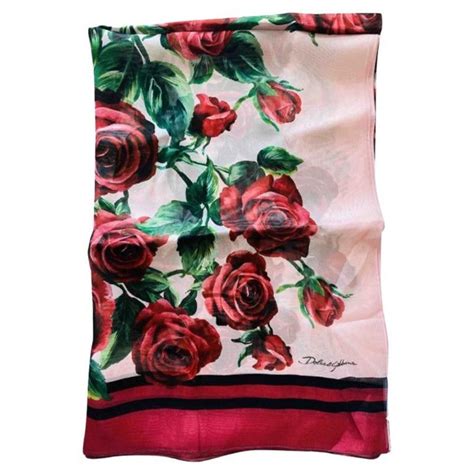 dolce and gabbana red pink silk rose scarf large wrap cover up flowers floral dg at 1stdibs
