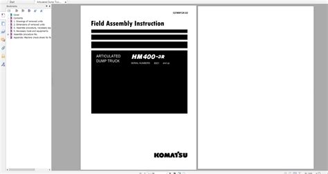 Komatsu Hm400 3r Articulated Dump Truck Field Assembly Instruction Gen00124 02 2019
