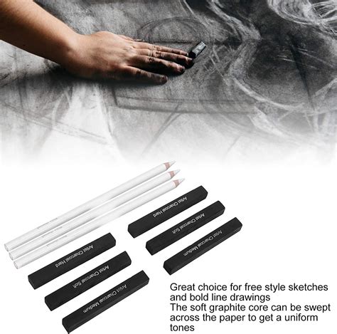 Sketch Charcoal Pencils 3pcs White Highlighter Sketching Pencils And