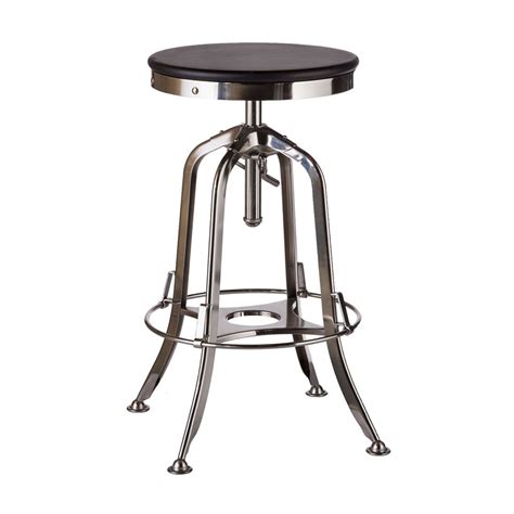 Industrial Iron Bar Stool With Wood Top Nickel Black Industrial Irons