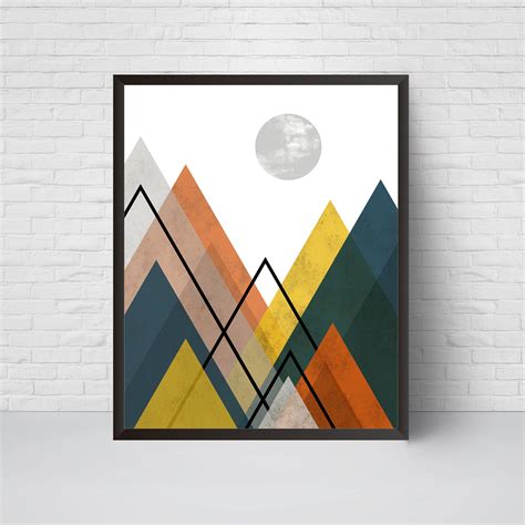 Geometric Mountain Wall Art Print Printable Art Mid Century Modern