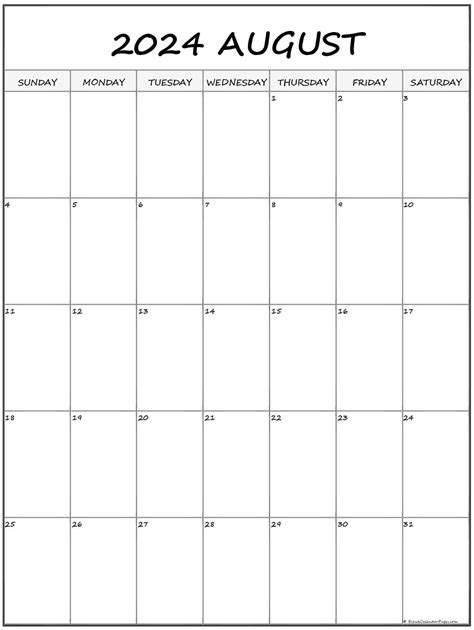 Vertical August 2024 Calendar Bessy Charita