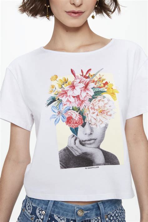 Camiseta Com Estampa Flores Na Cabeça Damyller