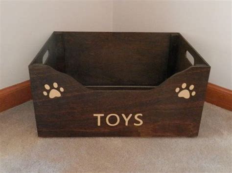 Dog Toy Box Rustic Dog Toy Box Wooden Crate Dark Wood Toy Box Dog