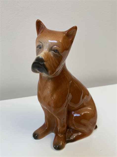 Boxer Figurine Vintage Ceramic Boxer 1940s T For Boxer Etsy