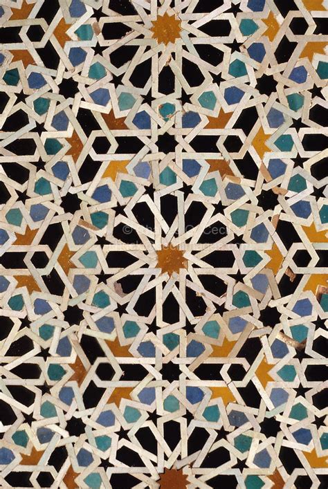 Fez Morocco Geometric Tile Work Bou Inania Medersa 14th Century A