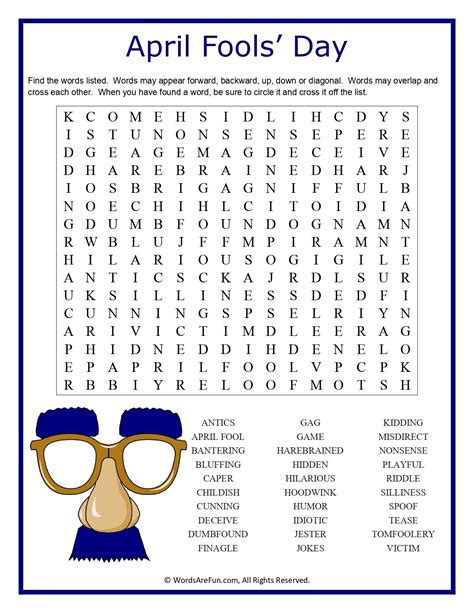 APRIL FOOLS DAY Word Search Handout Fun Activity April Fools Day April Fools Fun Activities