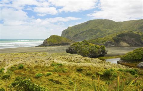 Landscape Scenery Of Anawhata Beach Auckland New Zealand