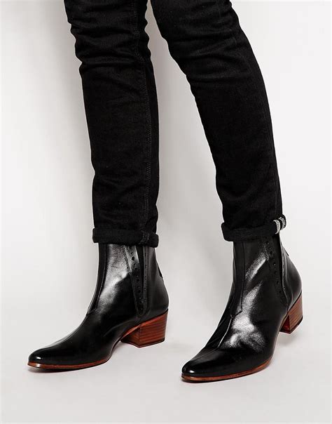 Jeffery West Leather Heel Chelsea Boots At Mens Heeled Boots