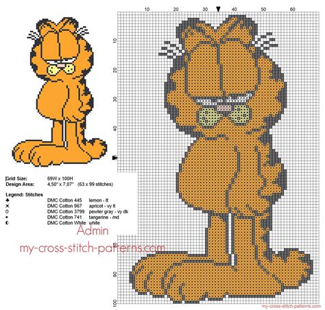 Check spelling or type a new query. Garfield free cross stitch pattern 63 x 99 stitches 5 DMC ...