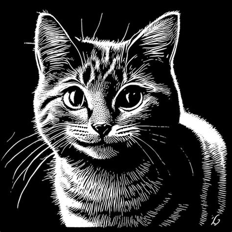 Premium Vector Cat Head Sketch Hand Drawn Engraved Style Illustration