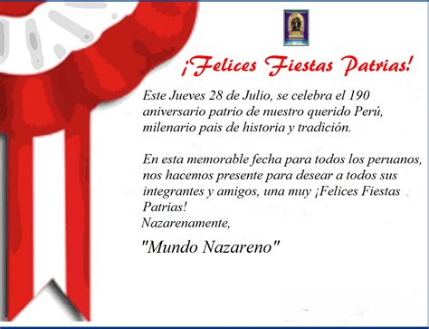 We would like to show you a description here but the site won't allow us. "Mundo Nazareno": Saludo por Fiestas Patrias